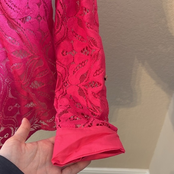 Mauve Anthropologie Pink Lace Button Up Sz 8 - Picture 5 of 10